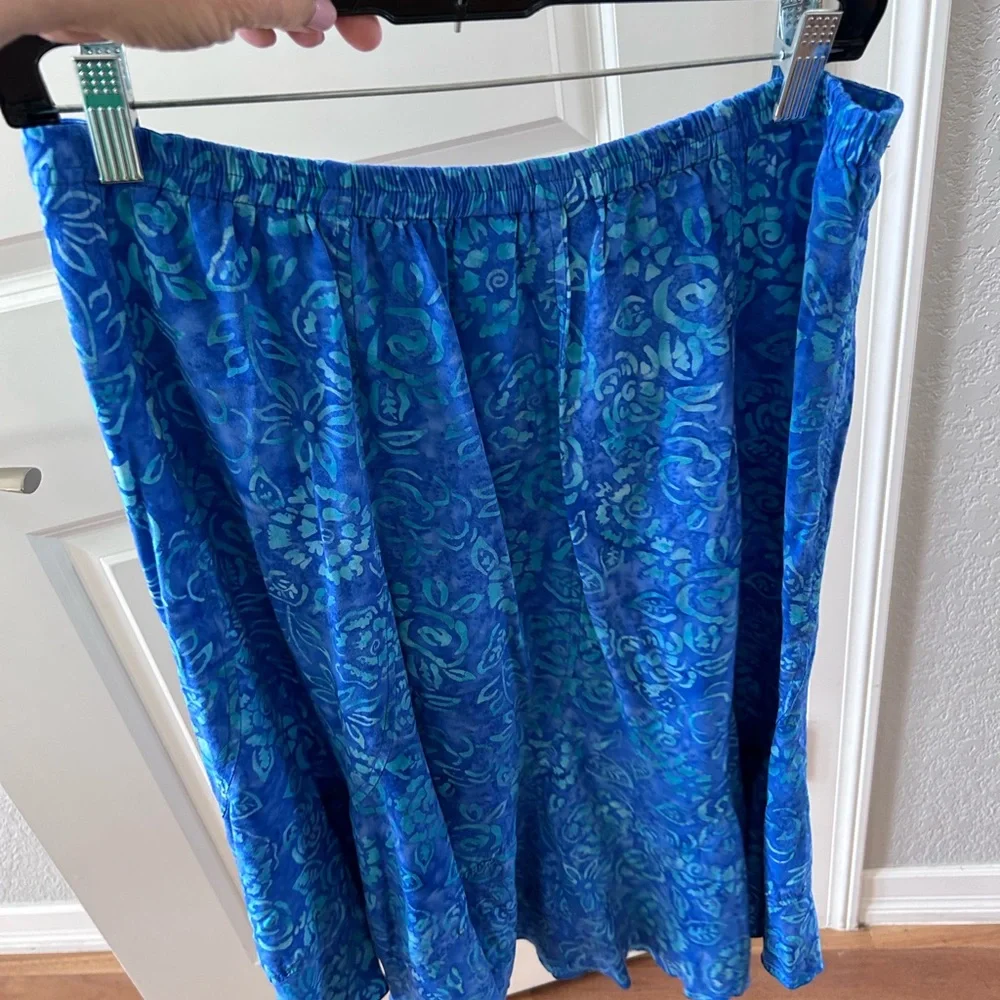 Nomadic Traders A Line Batik Floral Tropical Midi Skirt. Vacation. Beach. EUC
